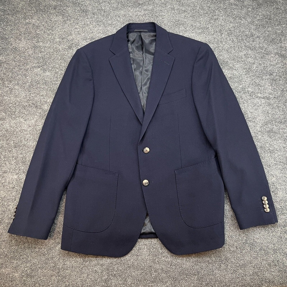 RODD & GUNN Jacket Mens L Sports Fit Navy Sport Coat Suit Blazer Woven in Italy
